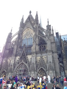 The Cologne Cathedral in all of it's immense glory (with the costumed crowds).